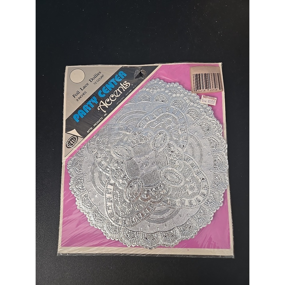 Foil Lace Doilies‎ Package 12 Count Vintage Party Center Silver 8 Inch NEW